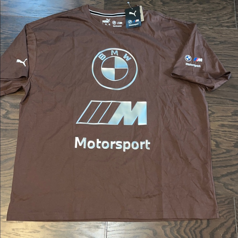 New Puma BMW Motorsport German MMS Stacked Lux M Series Raised Silver Logo shirt